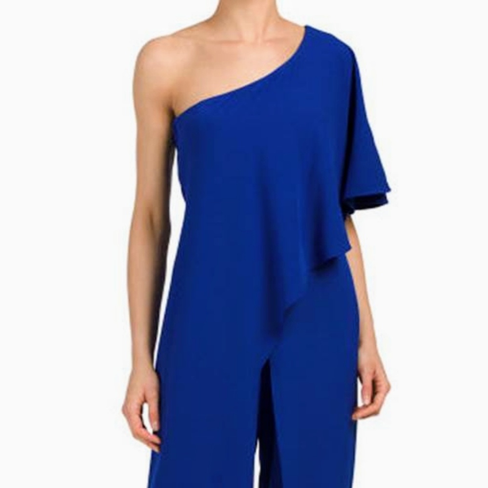 One shoulder ruffle jumpsuit